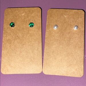 Elegant Green and White Kids Stud Earrings Set